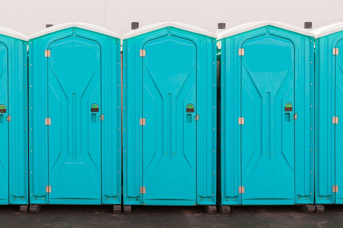 Industrial portable restroom units at a plant in Easton, Pennsylvania