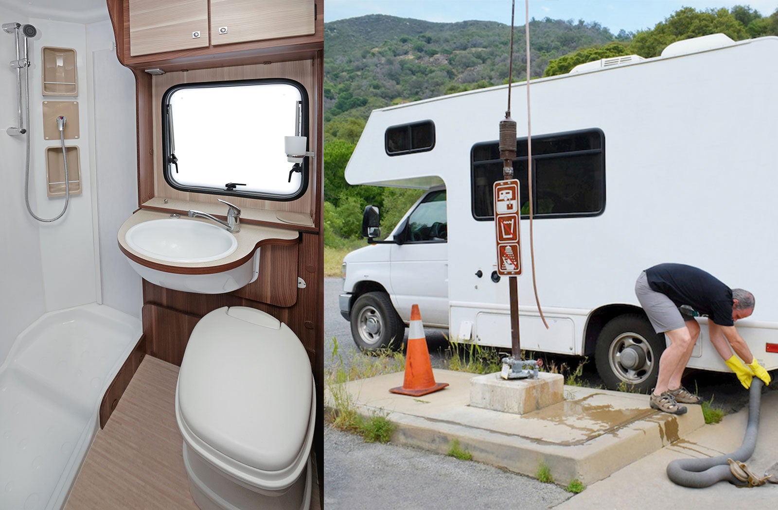 Portable RV/camper toilet and holding tank setup in Easton, Pennsylvania