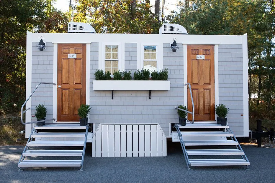 Wedding restroom units discretely staged at a venue in Easton, Pennsylvania
